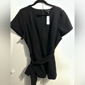 Peplum Waist Tie Blouse